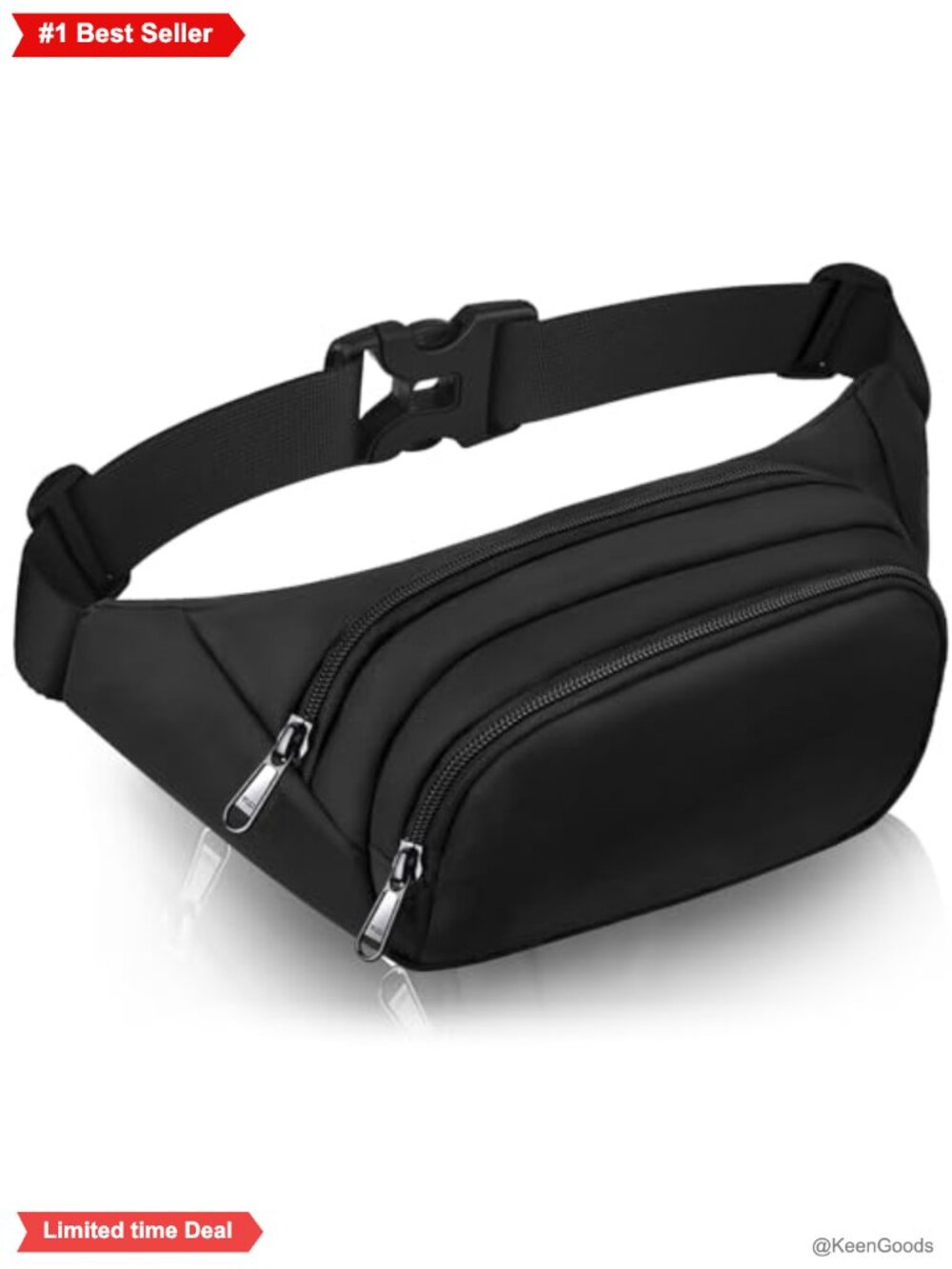 Oxford Fanny Pack 3-Zipper Pockets Running Travel Hands-Free